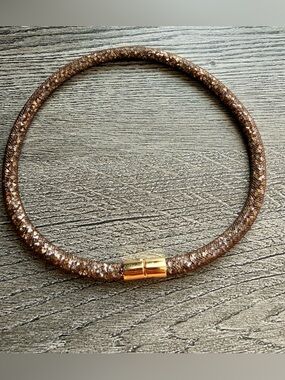 Swarovski Brown Sparkle Mesh Bracelet with Gold Clasp